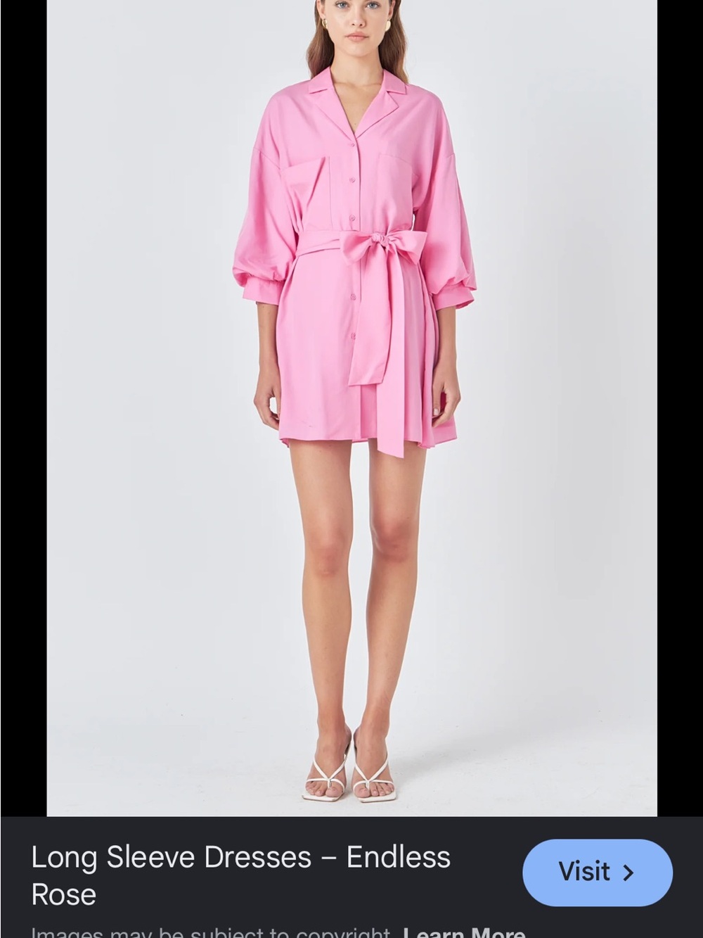 Endless Rose Pink Button-Front Tie-Waist Shirt Dress